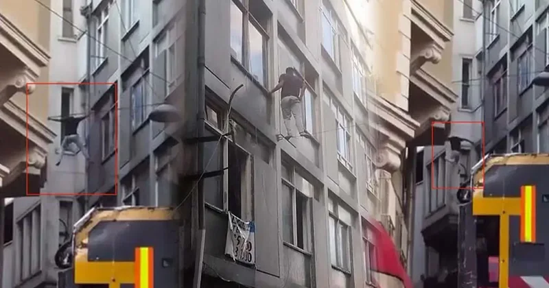 Beyoğlu’nda nefes kesen anlar! Elektrik tellerinde ölümle burun buruna kaldı