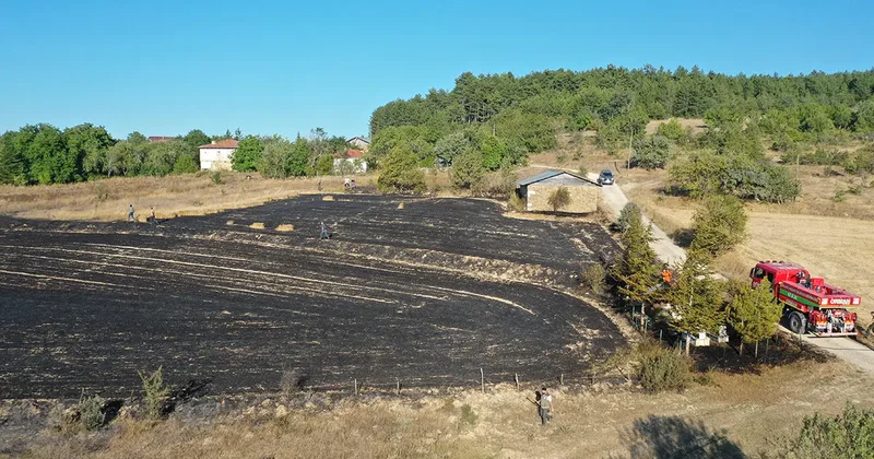 Karabük te anız yangını! Kısa sürede söndürüldü