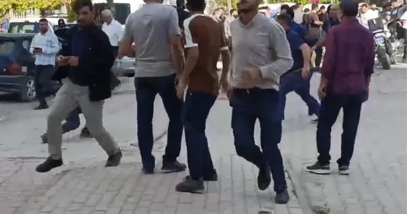 Zabıta amirliği önünde tekmeli yumruklu kavga