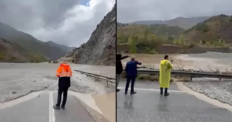 Erzincan’da sağanak sele neden oldu; Erzurum kara yolu tek yönlü ulaşıma kapatıldı