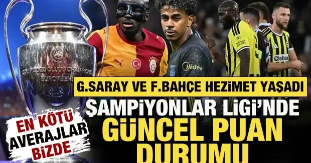 Şampiyonlar Ligi nde güncel puan durumu sıralaması! G.Saray ve F.Bahçe kaçıncı sırada?