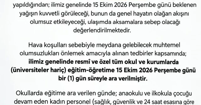 Sakarya da okullar 1 gün tatil edildi Sakarya Haber Habertürk Yerel Haberler