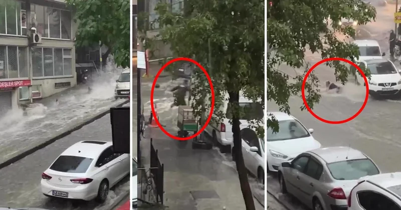 Şişli de sele kapılan kadını gençler son anda kurtardı! O anlar kamerada