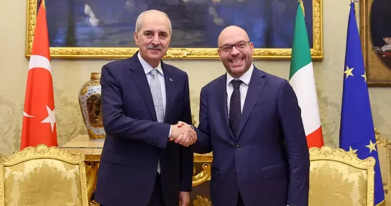 TBMM Başkanı Kurtulmuş, İtalya Temsilciler Meclisi Başkanı Fontana ile bir araya geldi