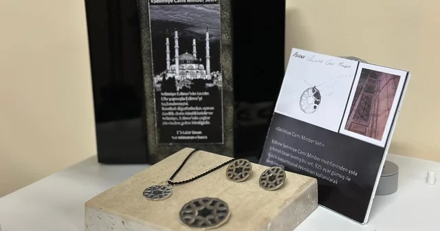 Selimiye Camisi minberindeki motifleri, gümüş takı setine işledi Edirne Haberleri