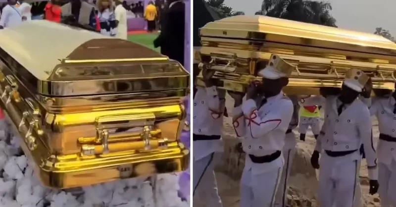 104 yaşındaki annesini altın tabutta defnetti