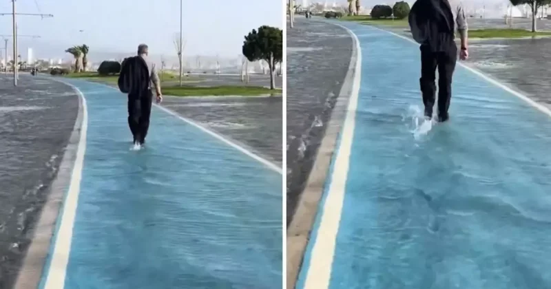 İzmir de yağış hayatı felç etti, yollar göle döndü