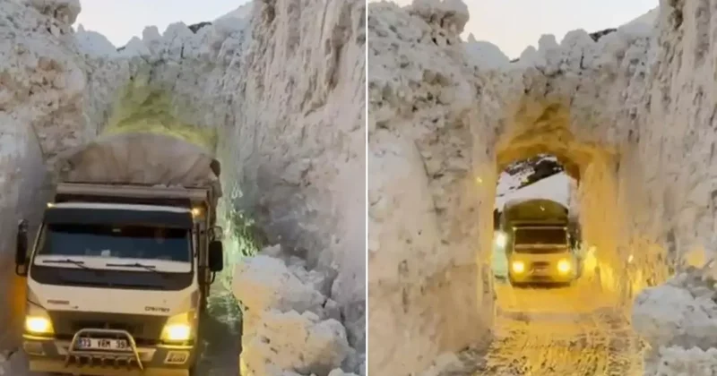 Görüntü kutuplardan değil Türkiye den! Kar tüneliyle yaşam koridoru