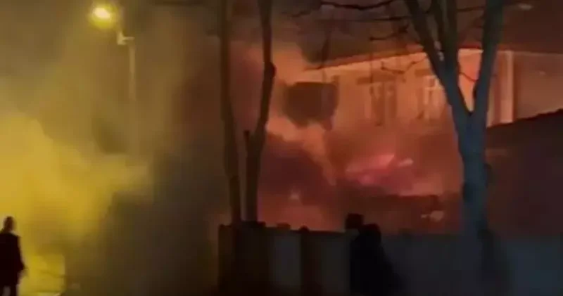 Düzce de müştemilatta çıkan yangın endişe yarattı