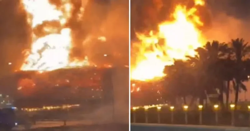 BAE deki dünyanın en büyük petrol sahalarından biri olan Shah da yangın