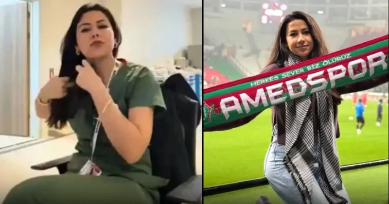 Saç örme videosunun ardından görevinden uzaklaştırılan hemşire, Amedspor tribünlerinde kendinden geçti. Sözcü Gazetesi