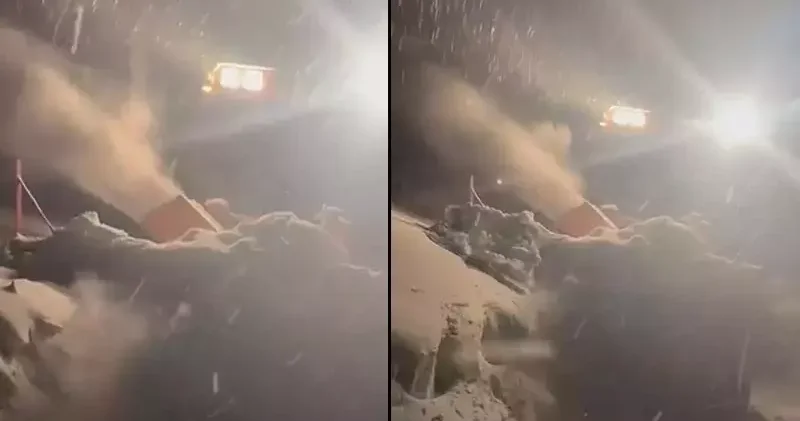 Kars ta ekiplerin 3 metrelik karla zorlu mücadelesi