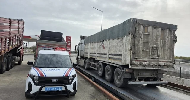 Taşıma sınırını aşan 2 kamyon işletenine toplam 120 bin lira ceza Edirne Haberleri