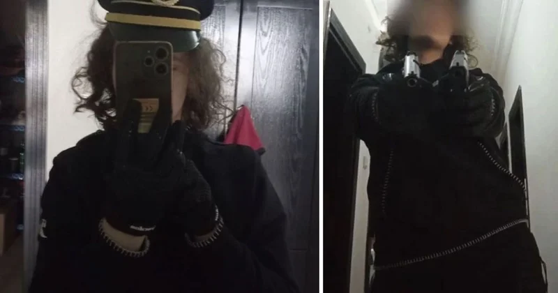 Okul saldırganının, polis şapkası ve silahlarla fotoğrafları ortaya çıktı