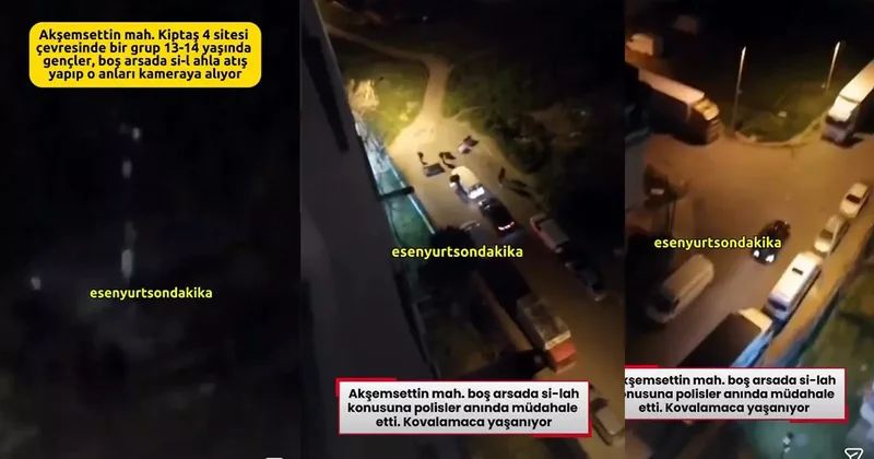 Yer: Esenyurt... Korkunç anlar: 13 14 yaşlarındaki çocukların silahla atış talimi kamerada!