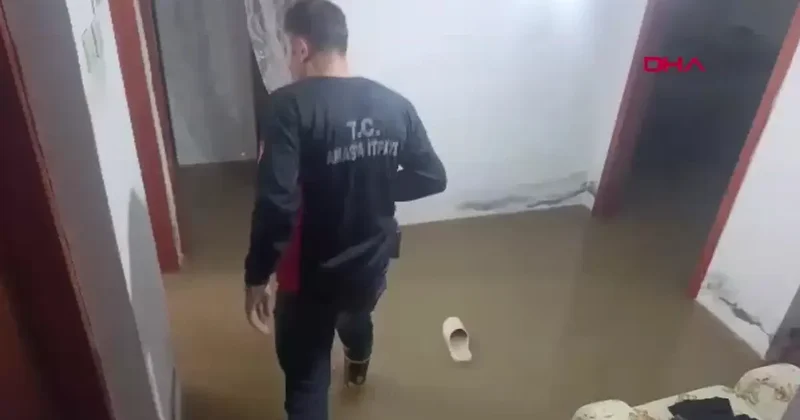 Amasya da Yeşilırmak taştı, evleri su bastı