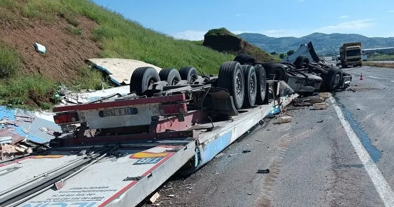 Kaza yapan tır ortalığı savaş alanına çevirdi