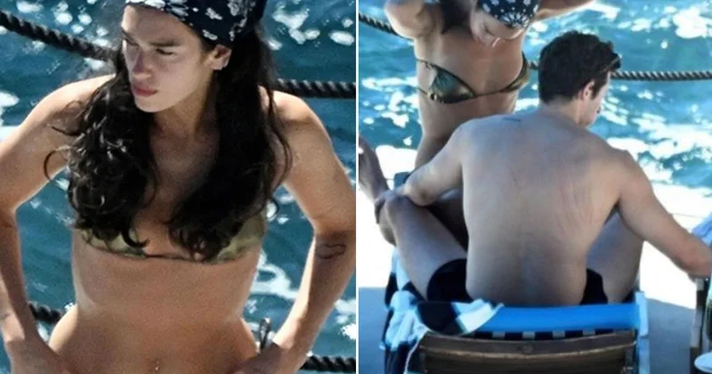 Dua Lipa nın eşinin sırtındaki izler dikkat çekti