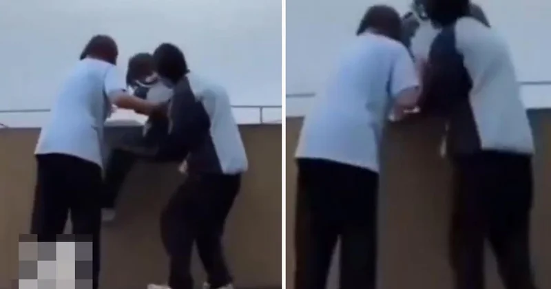 Kız öğrenciler, arkadaşlarını çatıdan atmaya kalktılar