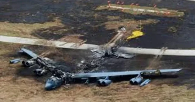 ABD Hava Kuvvetleri ne dev darbe: Nükleer güç kapasiteli B 52 bombardıman uçağı düştü VİDEO İZLE
