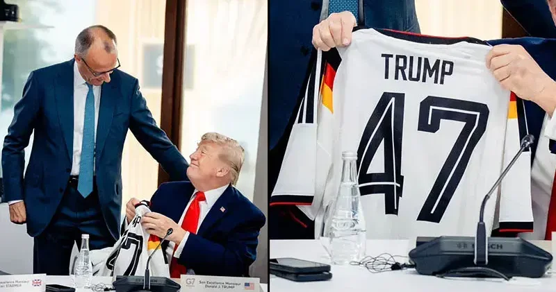 Merz den Trump a 80 inci yaş günü hediyesi: Alman milli takım forması takdim etti