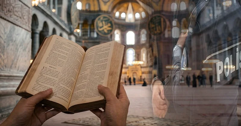 Ayasofya da yüksek sesle İncil okuyan turistlere gözaltı! Sözcü Gazetesi