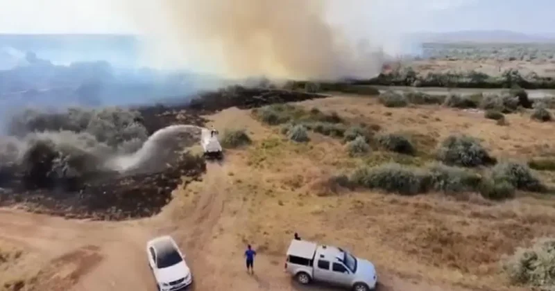 Kızılırmak Nehri çevresinde korkutan örtü yangını