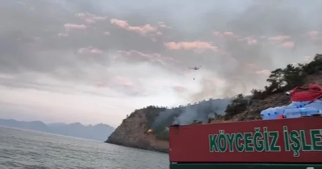 Marmaris teki yangının enerjisi düşürüldü, ekiplerin mücadelesi sürüyor Muğla Haberleri Habertürk Yerel Haberler