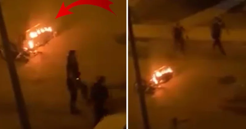 Sokak ortasında motosikletini ateşe verdi