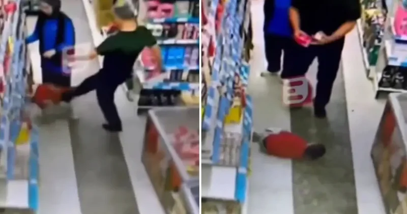 İnfial yaratan görüntü: Marketin ortasında küçücük çocuğa yaptığına bakın