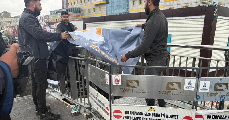 Beylikdüzü nde üst geçitteki yürüyen merdivende yangın çıktı