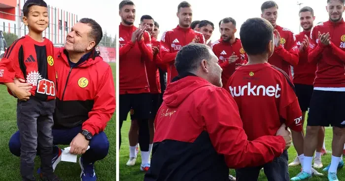 Ameliyatla görme kabiliyetini kazanan Hamit, Eskişehirspor antrenmanını seyretti