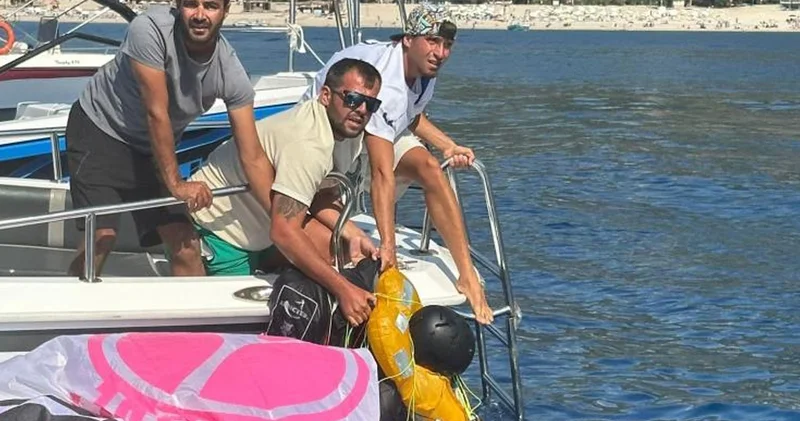 Fethiye’de denize düşen yamaç paraşütçüsü kabusu yaşadı