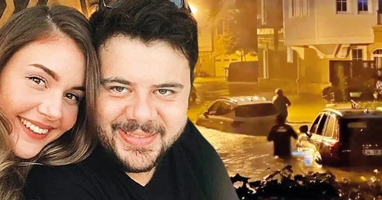 Kemerburgaz da korku dolu anlar... Evinin önü göl oldu