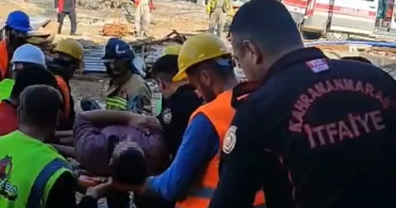 Kahramanmaraş ta inşaatta iskele çöktü: 1 yaralı