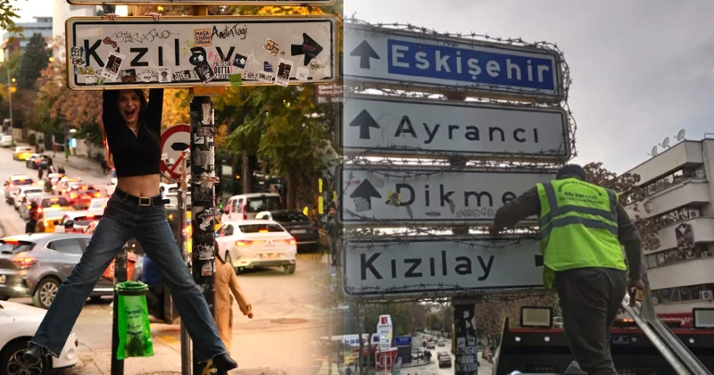 Ankara da gündem olan Kızılay tabelasının yanında bir kişi bıçaklandı: Tabelanın etrafı dikenli tellerle örüldü Sözcü Gazetesi