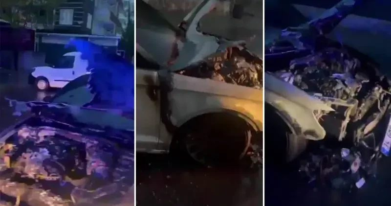 Park halindeki lüks araç cayır cayır yandı Gündem Haberleri