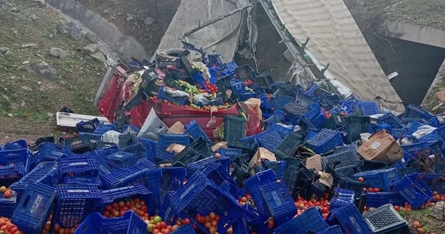 Kontrolden çıkan sebze yüklü tır devrildi: 1 yaralı Tırın devrilmesi sonucunda sebzeler çevreye saçıldı Bilecik Haberleri