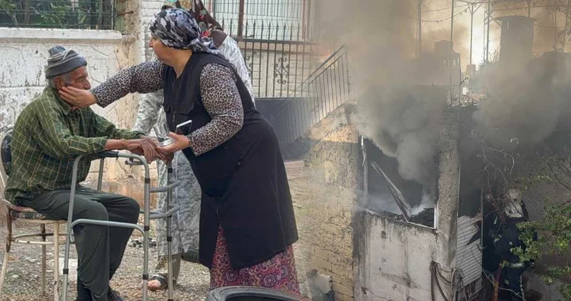 Mahalleli yaşlı çifti alevlerin arasından çekip çıkardı
