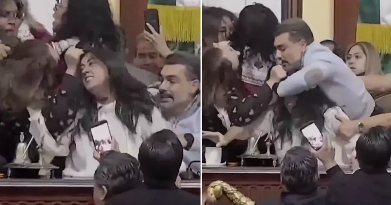 Meclis te saç saça baş başa kavga! Arbede anı kamerada