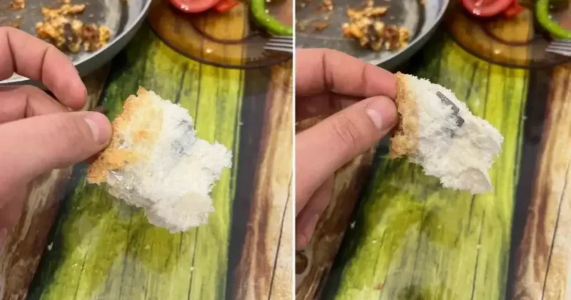 Kahvaltı yaparken ekmeğin içinden jilet çıktı Aktüel Haberleri