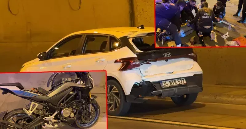 Dolmabahçe Bomonti tünelinde kaza; araca çarpan motosiklet sürücüsü ağır yaralandı
