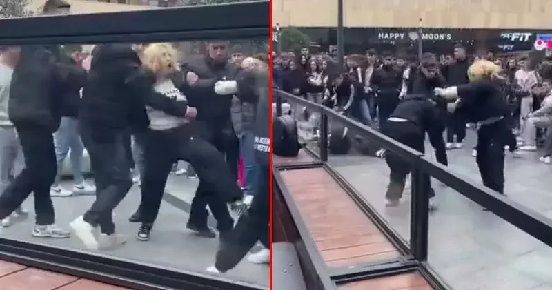 Maltepe de alışveriş merkezindeki kadınların saç saça kavgası kamerada