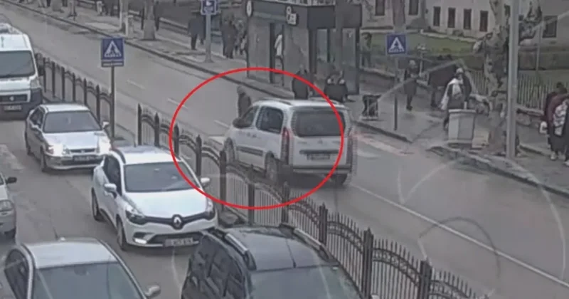 Yaya geçidinden geçerken hafif ticari araç çarptı; kaza kamerada Sözcü Gazetesi