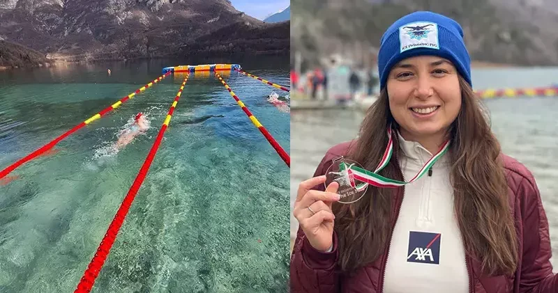 Bengisu Avcı, buz yüzmede Türkiye rekoru kırdı