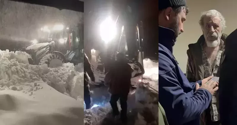 Kardan yolu kapanan köyde tek başına kaldı, kendisine ulaşan ekiplere direndi
