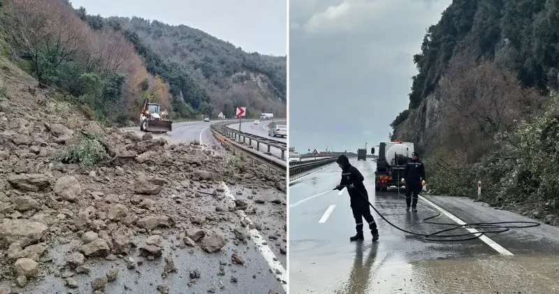 Zonguldak ta heyelan kara yolunda ulaşımı aksattı Zonguldak Haberleri