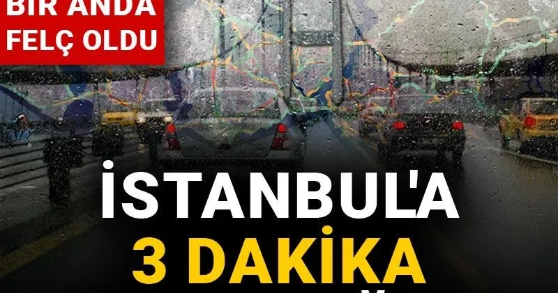 İstanbul a 3 dakika dolu yağdı! Trafik bir anda felç oldu
