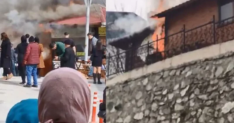 Taksi durağında çıkan yangın paniğe yaşattı