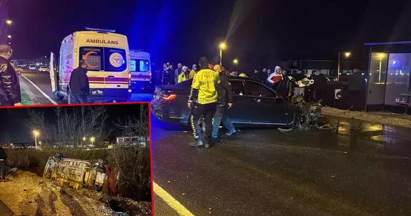 Otomobilin çarptığı özel halk otobüsü devrildi: 5 yaralı